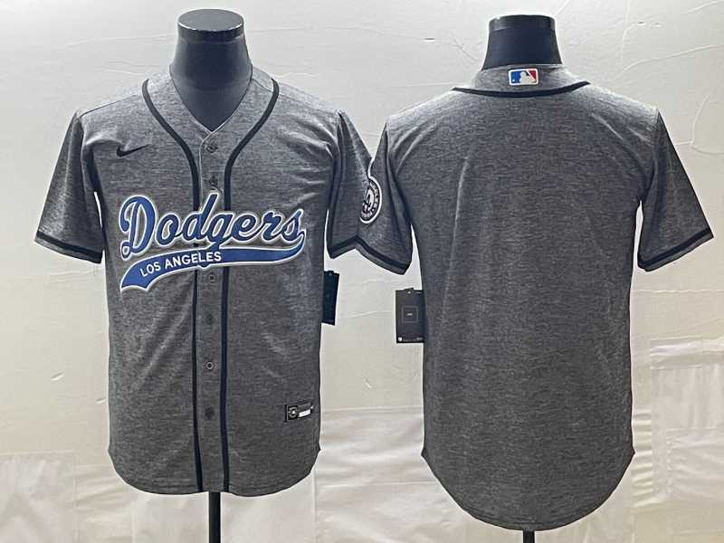 Men%27s Los Angeles Dodgers Blank Grey Gridiron Cool Base Stitched Baseball Jerseys->los angeles dodgers->MLB Jersey